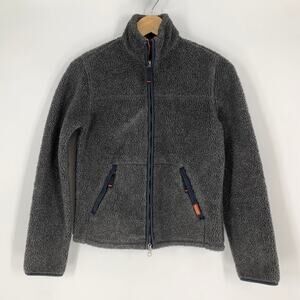 Vintage Abercrombie & Fitch Men's Fleece Full Zip Jacket Teddy Sherpa, Dark Gray